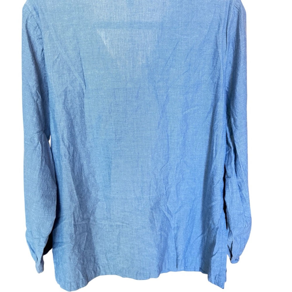 Dennis Basso Chambray Tunic with Eyelet Orange Embroidery - Picture 4 of 7